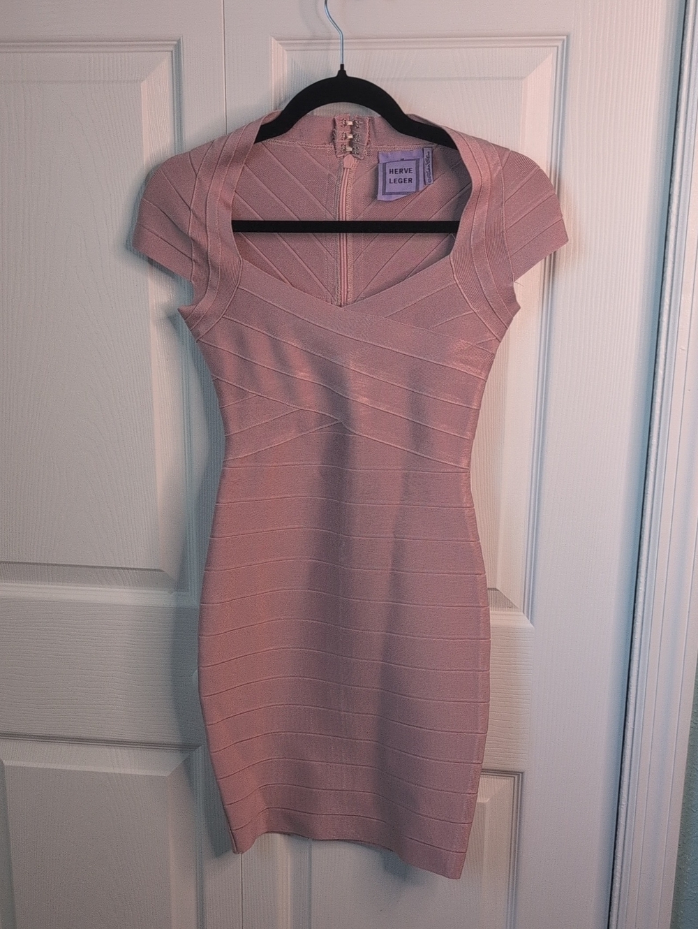 Herve Leger Dusty Rose Bandage Cap-Sleeve Mini Dress